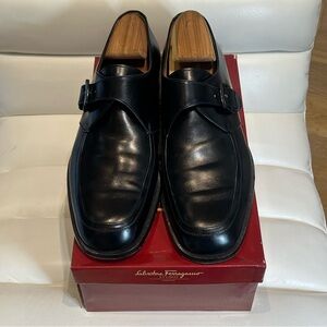 Salvatore Ferragamo Black Leather Slip On men’s shoes